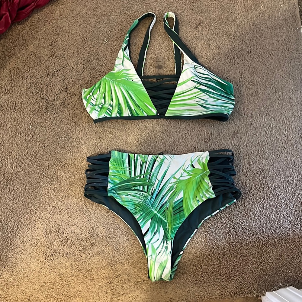 Palm fron pattern bathing suit